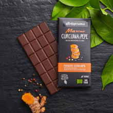 Carica l'immagine nel visualizzatore di Gallery, CIOCCOLATO MASCAO FONDENTE EXTRA CON CURCUMA E PEPE - BIO | COD. 00001256 | 100 g