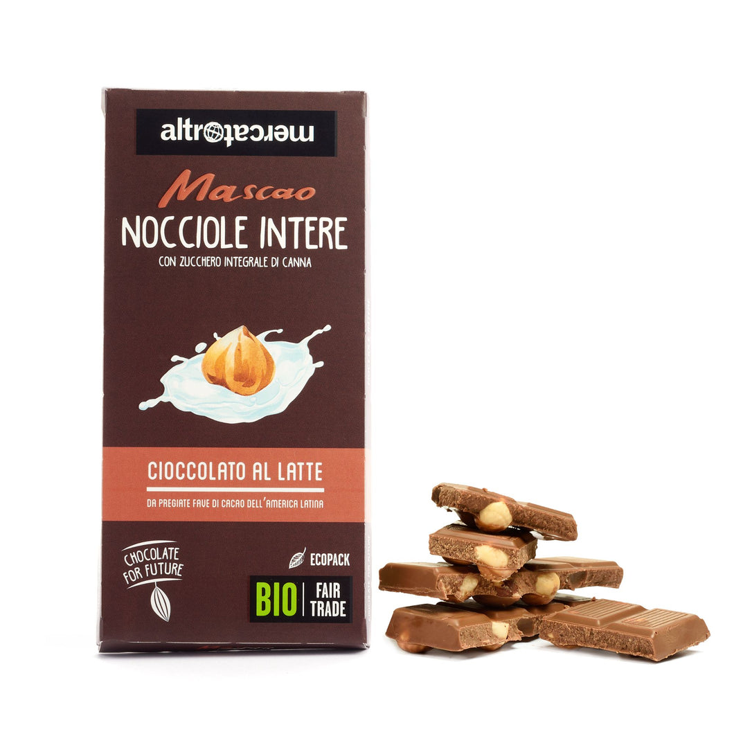 CIOCCOLATO MASCAO AL LATTE CON NOCCIOLE INTERE - BIO | COD. 00000453 | 100 g