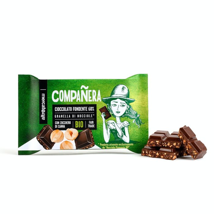 CIOCCOLATO COMPANERA FONDENTE  EXTRA CON NOCCIOLE- BIO | COD. 00001167 | 100 g