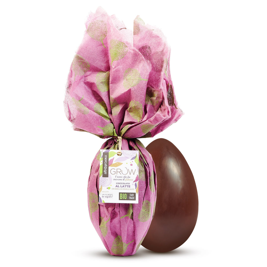 GROW - UOVO DI CIOCCOLATO AL LATTE CON CARAMELLO SALATO - BIO | COD. 00004129 | 350 g