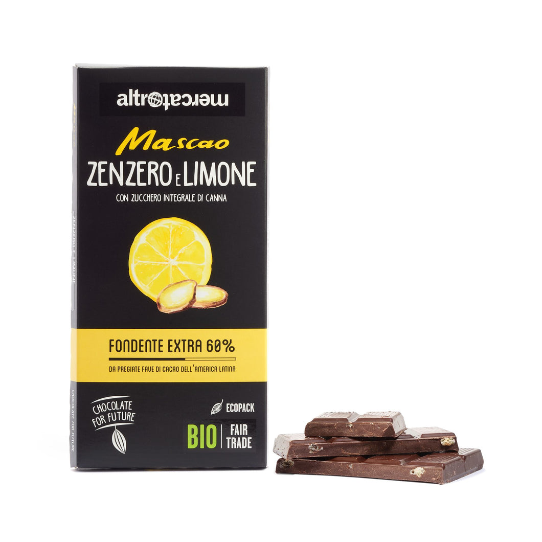 CIOCCOLATO MASCAO FONDENTE ALLO ZENZERO E LIMONE - BIO | COD. 00001058 | 100 g